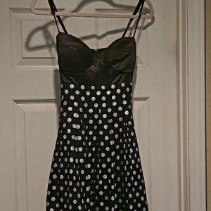 Women's Black and Silver Polka Dot Dress